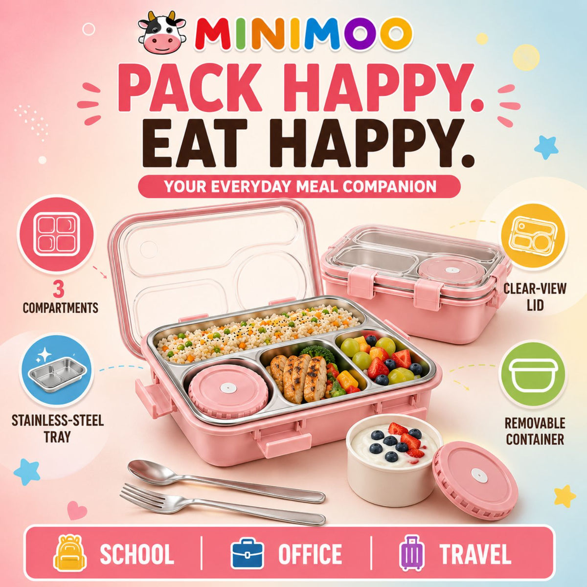 Minimoo Stainless Steel Bento Lunch Box