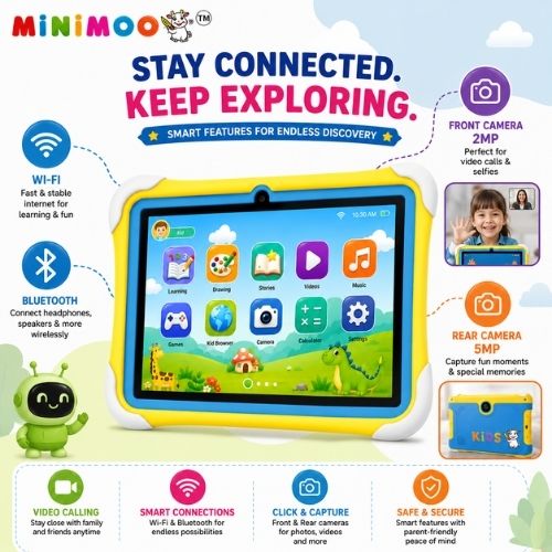 NT300 Pro Kids Tablet – 7” HD Display 4GB RAM + 128GB Storage Android 13 Wi-Fi & Bluetooth Learning, Games & Creativity