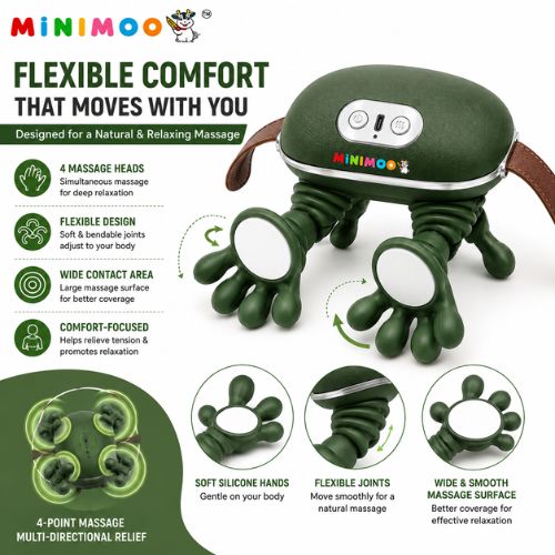 4-Hand Rechargeable Body Massager with Adjustable Strap