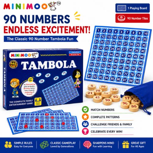 Tambola Family Game | 90 Number Tiles & Playing Board | Fun Party, Birthday & Family Game | Ages 8+