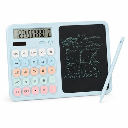 2-in-1 12-Digit Calculator with LCD Writing Tablet & Stylus | Reusable Writing Pad for Study, Office & Everyday Use