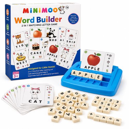 2-in-1 Word Builder & Maths Learning Game for Kids | Spelling, Picture Matching & Number Activity | Educational Toy for Ages 3+