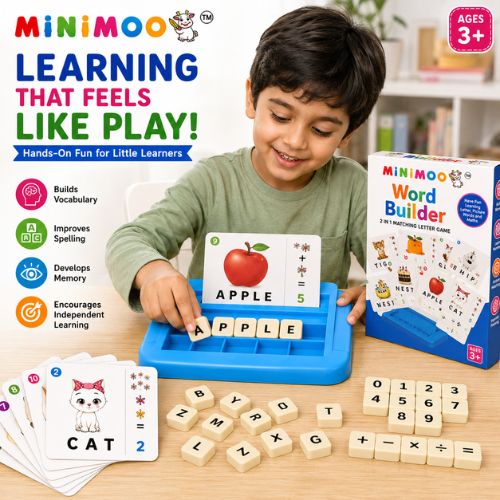 2-in-1 Word Builder & Maths Learning Game for Kids | Spelling, Picture Matching & Number Activity | Educational Toy for Ages 3+