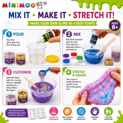 3-in-1 Slimy Fun STEM Kit for Kids  Make Crunchy Unicorn & Metallic Slime  DIY Science & Creative Activity Kit  Ages 8+
