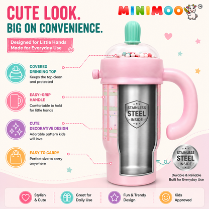 Cute Stainless Steel Kids Sipper Cup with Handle