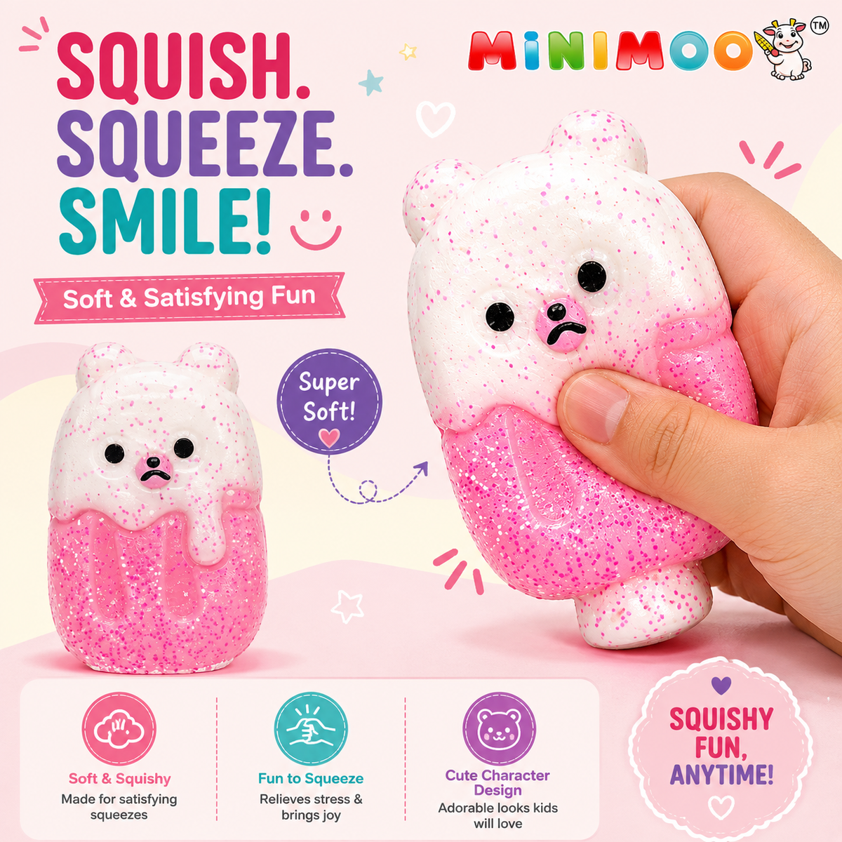 Cute Squishy Toy  Soft & Satisfying Squeeze Toy