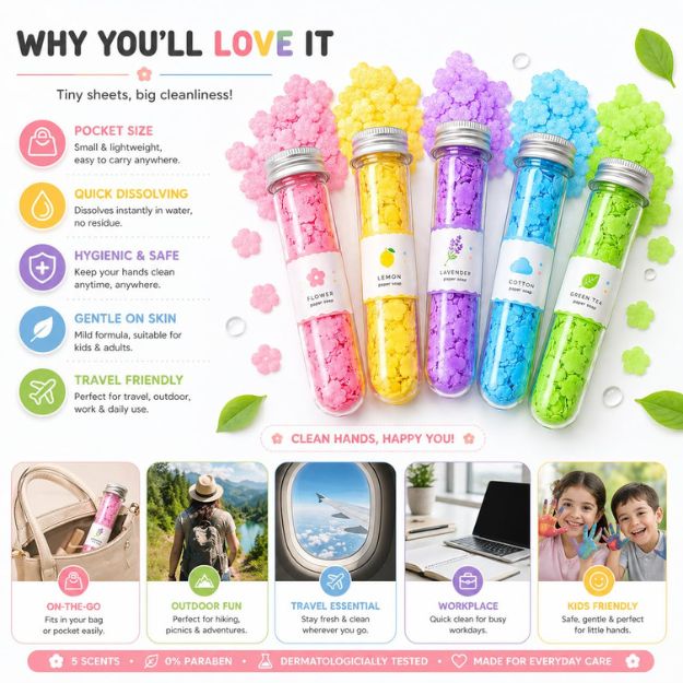Minimoo Paper Soap Sheets Pack of 5 Tubes