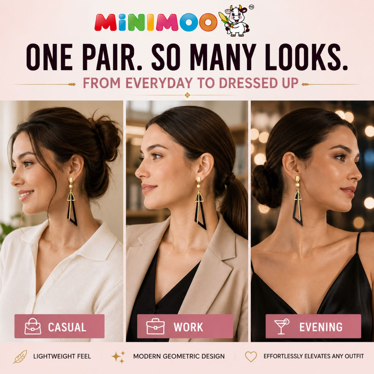 Geometric Drop Earrings - Modern. Bold. Effortless.
