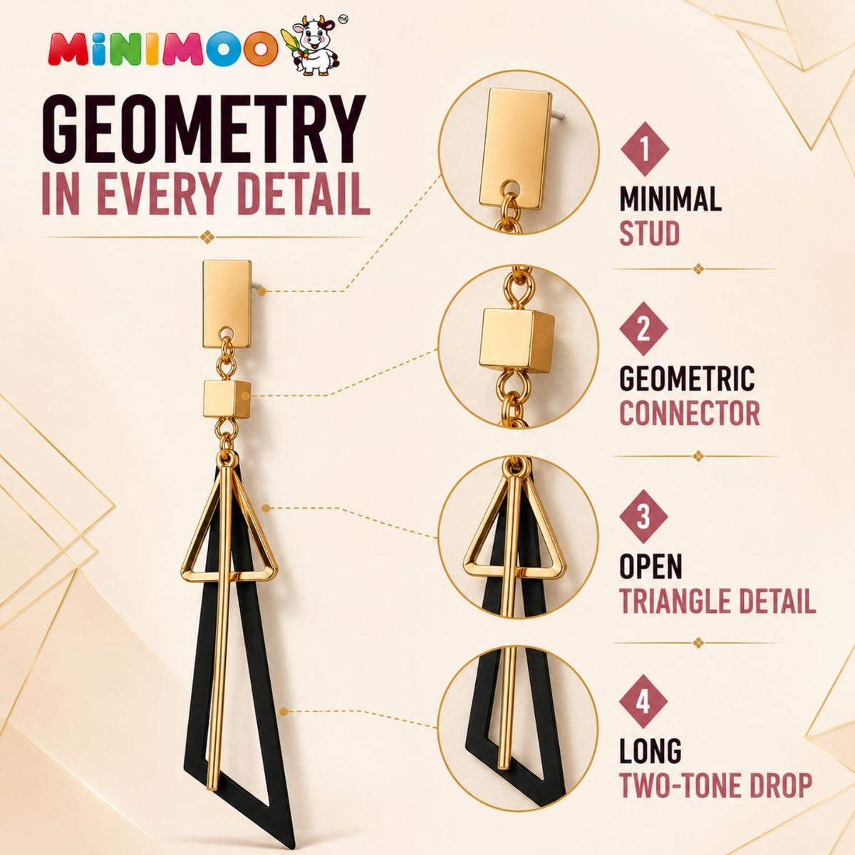 Geometric Drop Earrings - Modern. Bold. Effortless.
