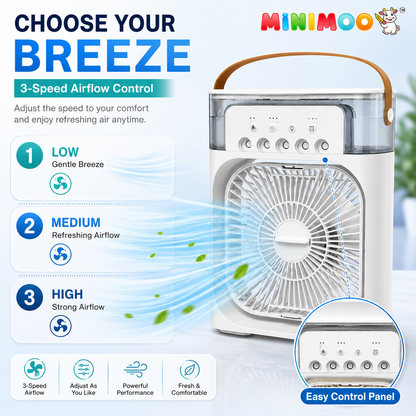 Portable Air Cooler Fan with Humidifier | 3-Speed Airflow