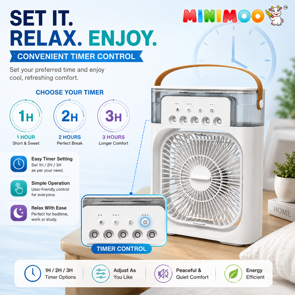 Portable Air Cooler Fan with Humidifier | 3-Speed Airflow