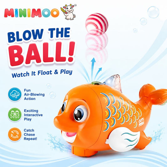 Cute Fish Blow the Ball Toy – Lights, Music & Floating Ball Fun