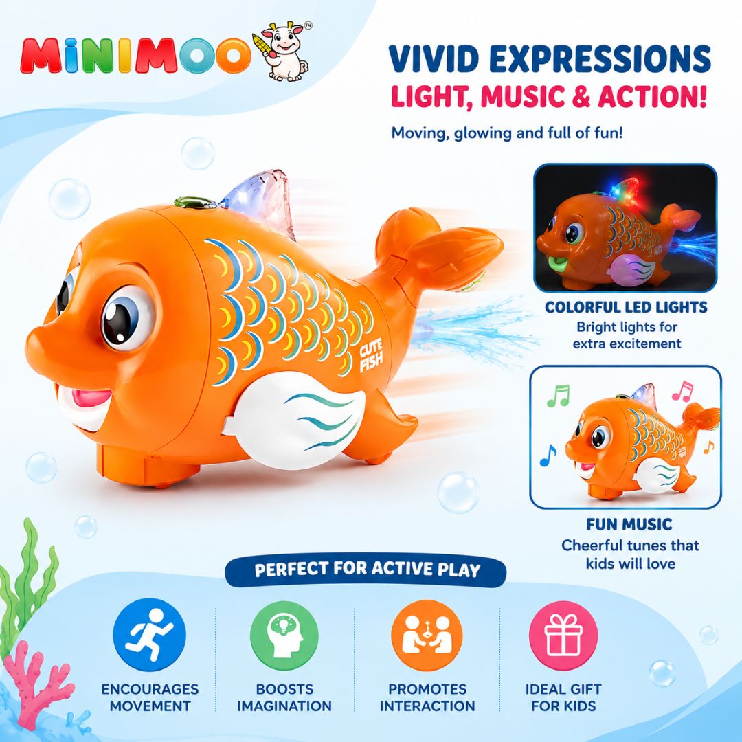 Cute Fish Blow the Ball Toy – Lights, Music & Floating Ball Fun