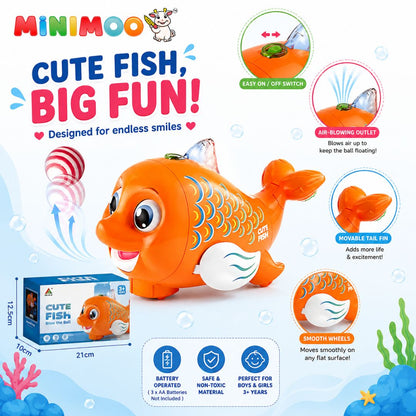 Cute Fish Blow the Ball Toy – Lights, Music & Floating Ball Fun