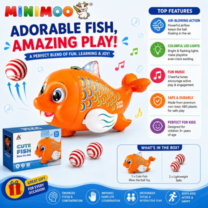Cute Fish Blow the Ball Toy – Lights, Music & Floating Ball Fun
