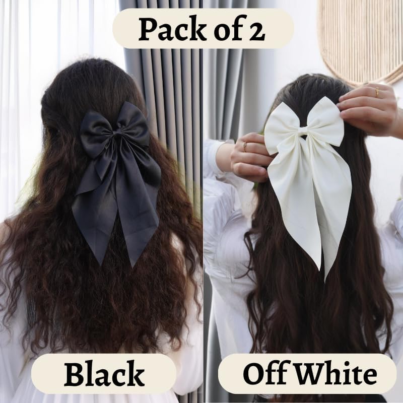 Oversized Satin Hair Bow Clips
