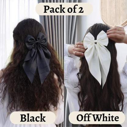 Oversized Satin Hair Bow Clips