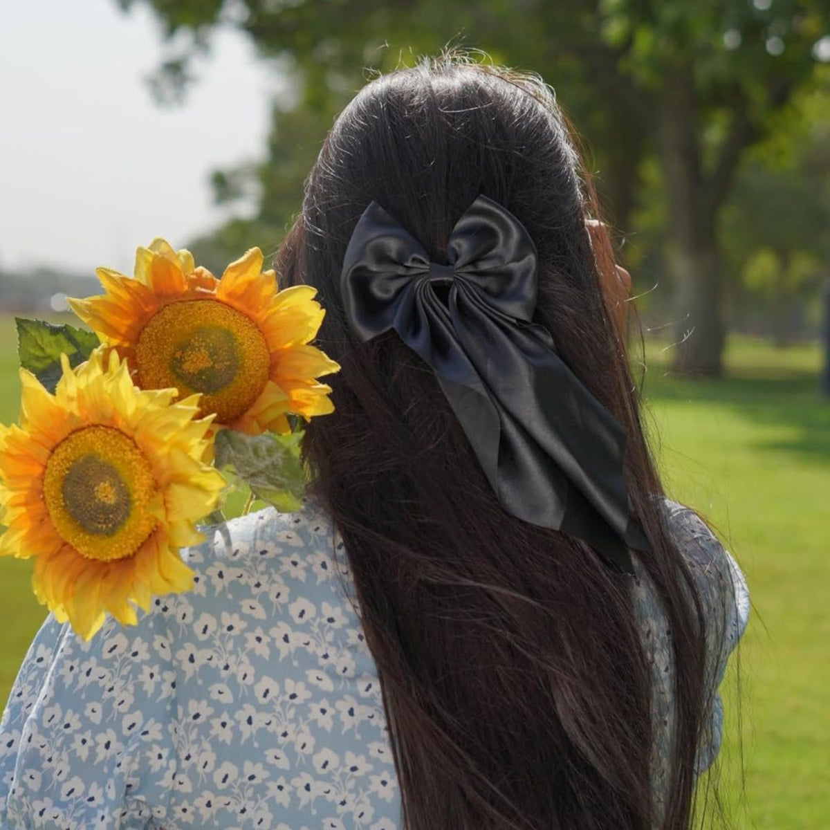 Oversized Satin Hair Bow Clips
