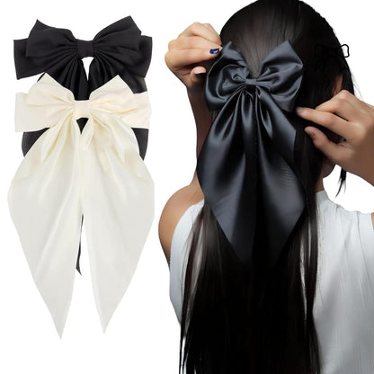 Oversized Satin Hair Bow Clips