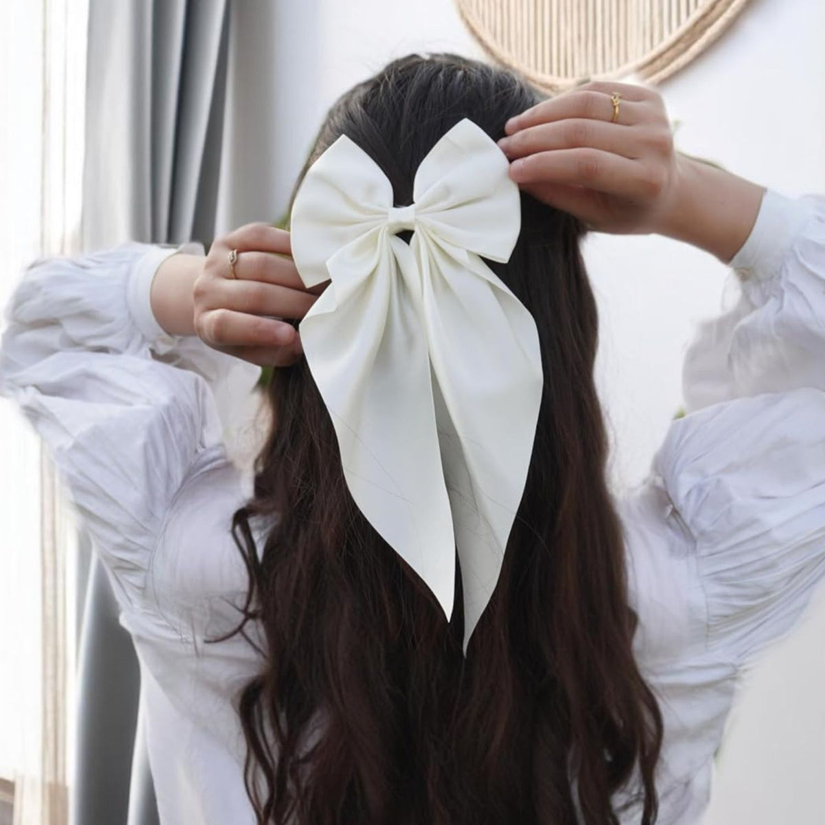 Oversized Satin Hair Bow Clips