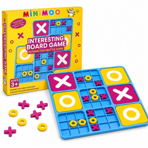 2-in-1 Interactive X-O Strategy Board Game for Kids | Tic Tac Toe Battle Game | Brain & Logic Building Family Game | Ages 3+