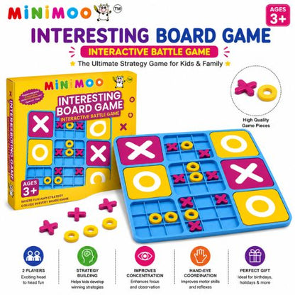 2-in-1 Interactive X-O Strategy Board Game for Kids | Tic Tac Toe Battle Game | Brain & Logic Building Family Game | Ages 3+