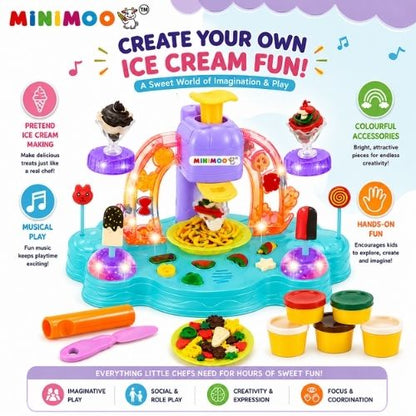 Musical Ice Cream Maker Playset for Kids  Pretend Dessert Shop, Creative Role Play Toy with Music, Lights & Accessories