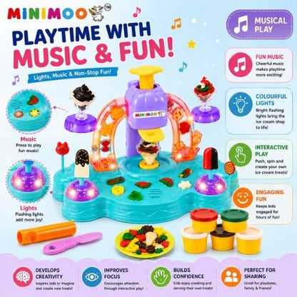 Musical Ice Cream Maker Playset for Kids  Pretend Dessert Shop, Creative Role Play Toy with Music, Lights & Accessories