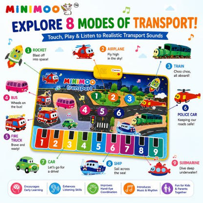 Musical Transport Piano Play Mat for Kids