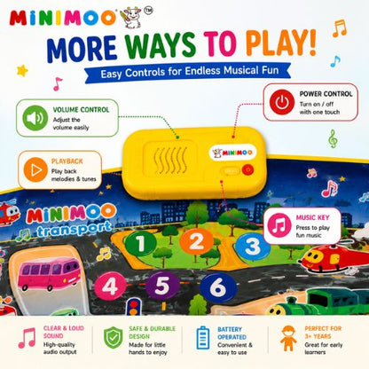 Musical Transport Piano Play Mat for Kids