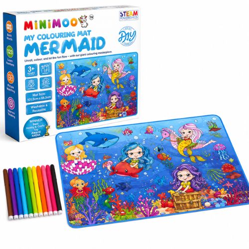 iant Mermaid Colouring Mat for Kids | Washable & Reusable Creative Activity Mat with 12 Colour Pens | 101.5 × 68.5 cm | Ages 3+