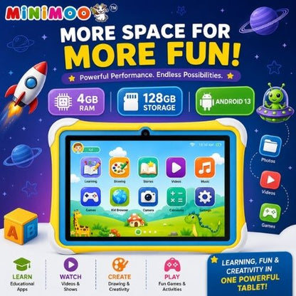 NT300 Pro Kids Tablet – 7” HD Display  4GB RAM + 128GB Storage  Android 13  Wi-Fi & Bluetooth  Learning, Games & Creativity