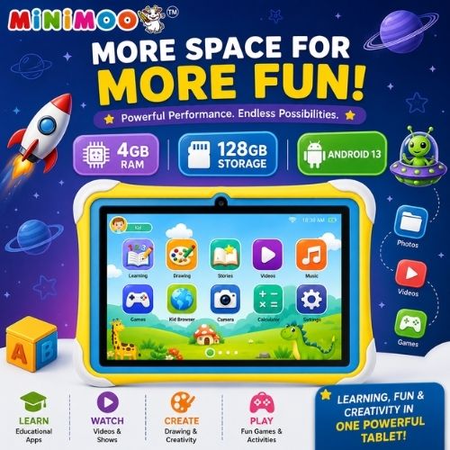 NT300 Pro Kids Tablet – 7” HD Display  4GB RAM + 128GB Storage  Android 13  Wi-Fi & Bluetooth  Learning, Games & Creativity
