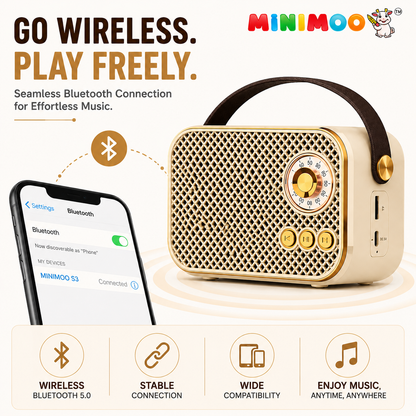 Retro Wireless Portable Speaker – 5W Sound, Bluetooth, TWS, TF Card & USB Support, Type-C Charging