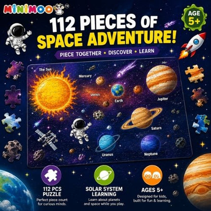 Solar System 112-Piece Glow-in-the-Dark Puzzle for Kids  Educational Space & Planets Jigsaw  Ages 5+