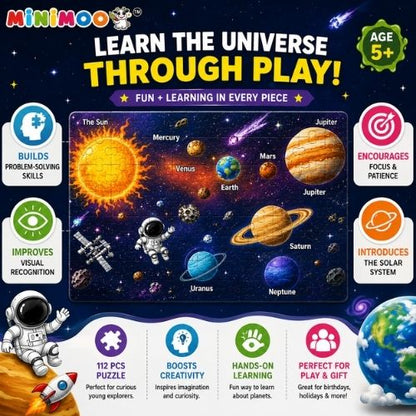 Solar System 112-Piece Glow-in-the-Dark Puzzle for Kids  Educational Space & Planets Jigsaw  Ages 5+