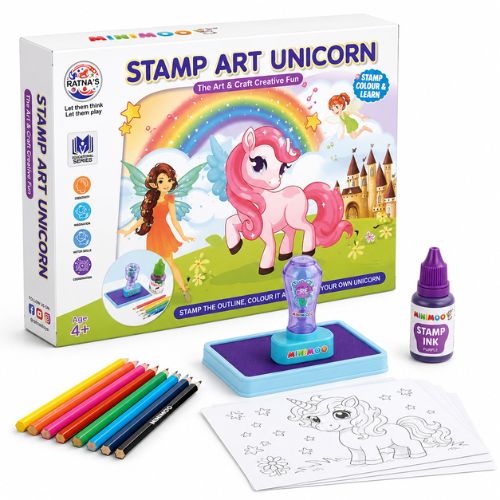 tamp Art Unicorn Creative Activity Kit for Kids | Stamp, Colour & Create DIY Art & Craft Set | Screen-Free Creative Play | Ages 4+
