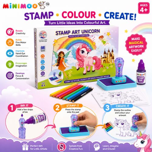 tamp Art Unicorn Creative Activity Kit for Kids | Stamp, Colour & Create DIY Art & Craft Set | Screen-Free Creative Play | Ages 4+