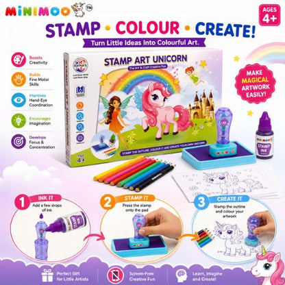 tamp Art Unicorn Creative Activity Kit for Kids | Stamp, Colour & Create DIY Art & Craft Set | Screen-Free Creative Play | Ages 4+