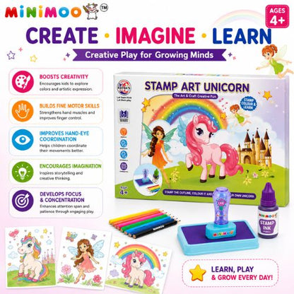 tamp Art Unicorn Creative Activity Kit for Kids | Stamp, Colour & Create DIY Art & Craft Set | Screen-Free Creative Play | Ages 4+