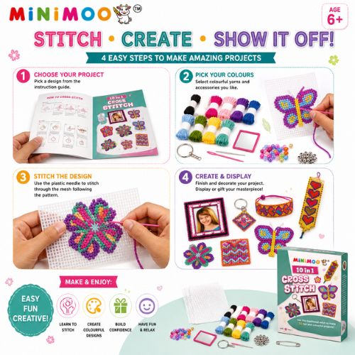 10-in-1 Cross Stitch DIY Craft Kit for Kids