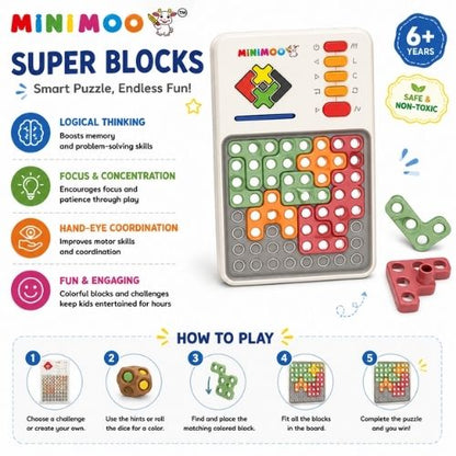 Super Blocks – Interactive Logic Puzzle & Brain Building Game for Kids  Educational Problem-Solving Toy  6+ Years