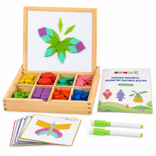 Wooden Magnetic Geometric Building Blocks – 180 Pcs