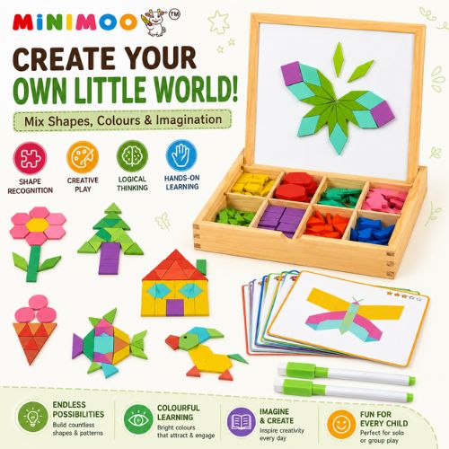 Wooden Magnetic Geometric Building Blocks – 180 Pcs