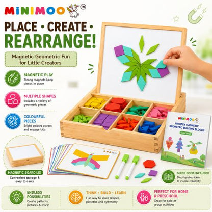 Wooden Magnetic Geometric Building Blocks – 180 Pcs