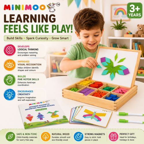 Wooden Magnetic Geometric Building Blocks – 180 Pcs