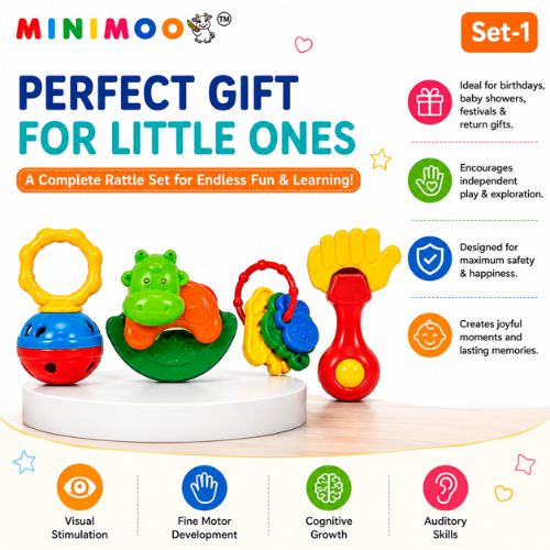 Infant Rattle & Sensory Toy Set – 4 Pcs
