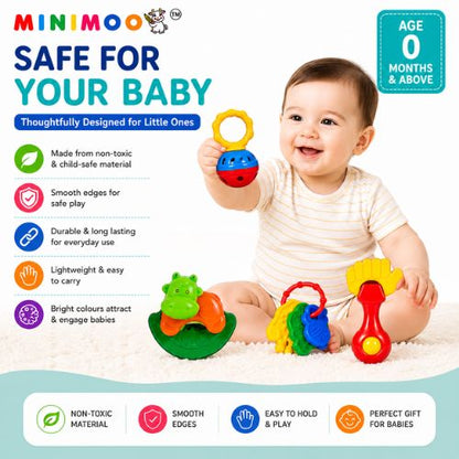 Infant Rattle & Sensory Toy Set – 4 Pcs