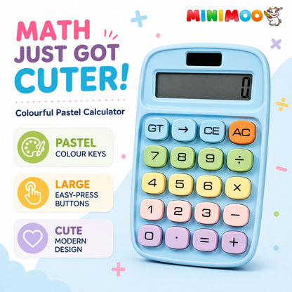 Cute Pastel Calculator with Large Display & Big Buttons | 10-Digit Dual Power Desk Calculator for Students, Home, Office & Everyday Use