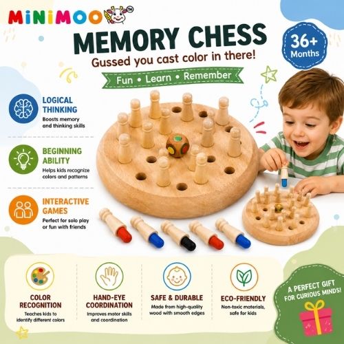 Wooden Memory Chess Game for Kids